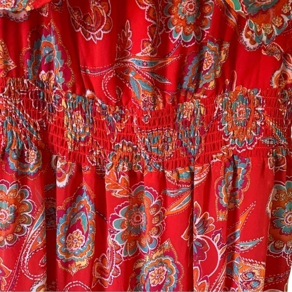 RABBIT RABBIT RABBIT Red Floral Tiered Maxi Dress Size 8P NEW - Picture 5 of 11